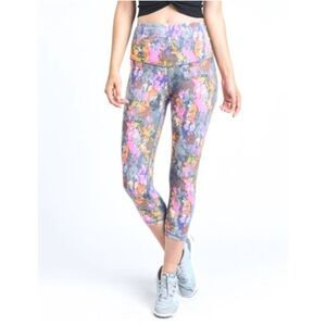 MONO B Highwaist Splatter Print Crop Leggings Size Small